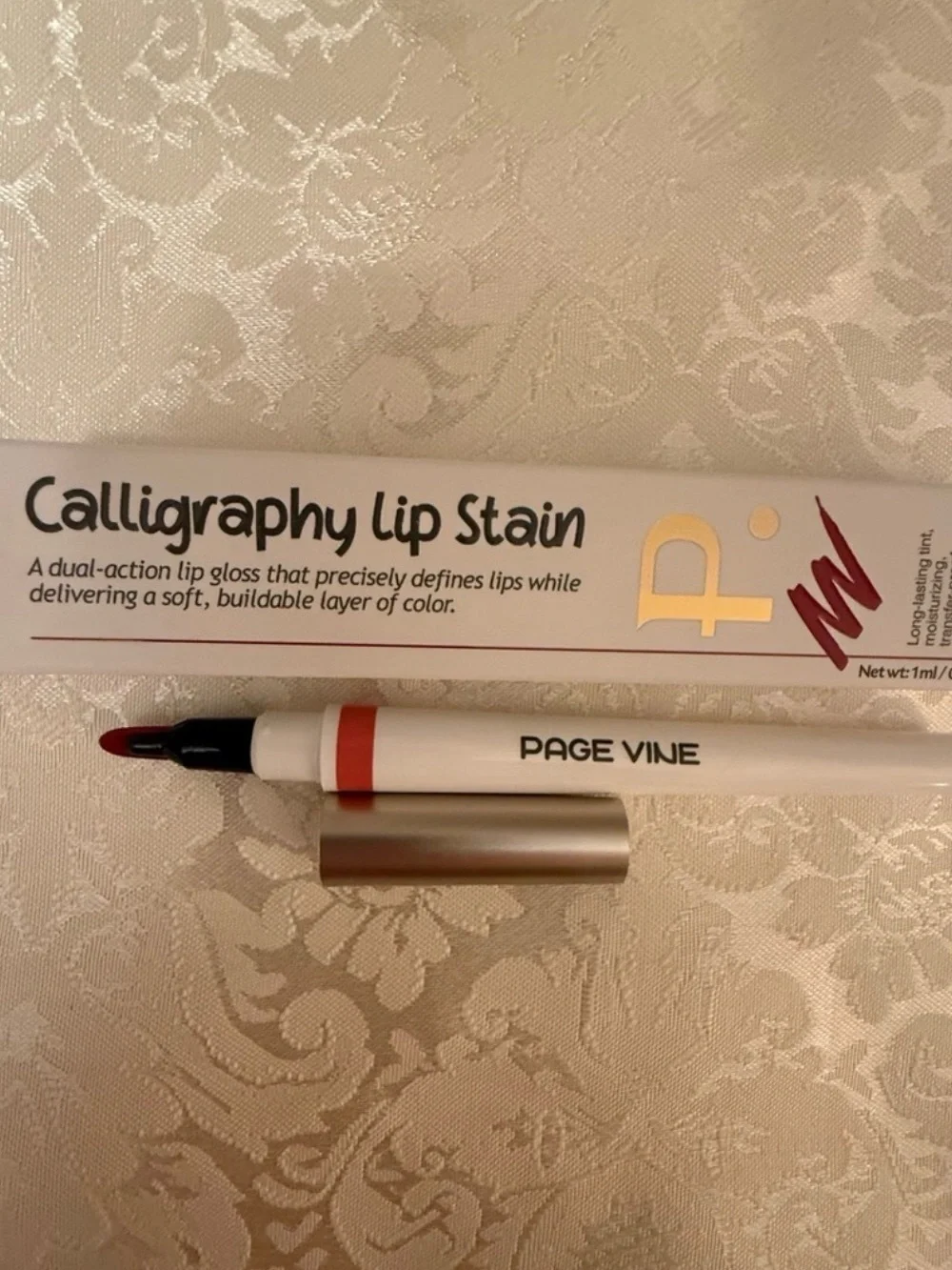 PAGE VINE Calligraphy Lip Stain Ripe Berry Gloss Liquid Waterproof 0.03 fl oz